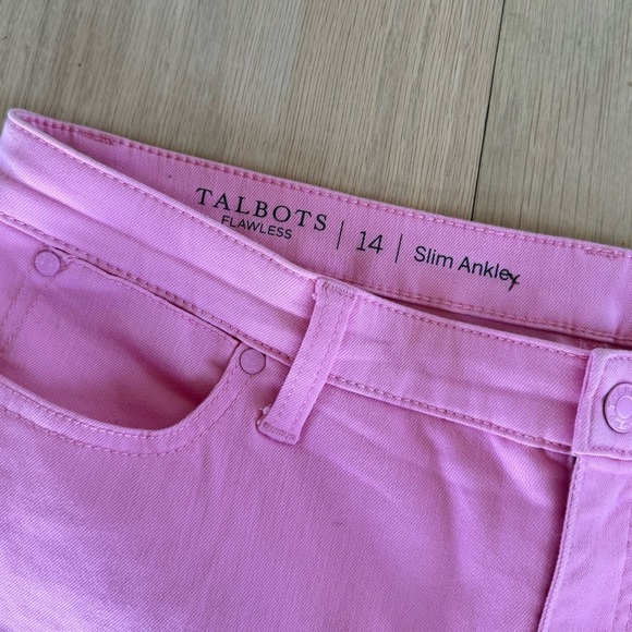 Talbots Flawless Slim Ankle Pink Khaki Pants Jeans Size 14 - Picture 2 of 4